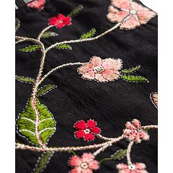 Pine Kids Woven Sleeveless Lehenga Choli & Dupatta Set With Floral Embroidery - Black