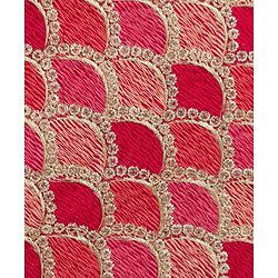 Pine Kids Woven Sleeveless Lehenga Choli Dupatta Set With Sequin Detailing & Floral Foil Print - Dark Pink