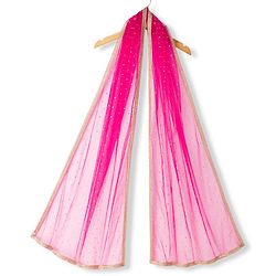 Pine Kids Woven Sleeveless Floral Embroidered Choli & Lehenga Set With Dupatta - Dark Pink