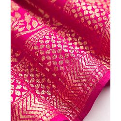 Pine Kids Woven Sleeveless Floral Embroidered Choli & Lehenga Set With Dupatta - Dark Pink