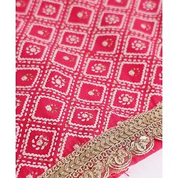 Pine Kids Woven Sleeveless Printed Choli & Lehenga Set With Dupatta - Dark Pink
