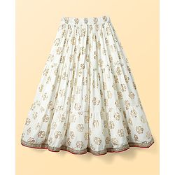 Pine Kids Woven Sleeveless Floral Embroidered & Foil Printed Lehenga Choli Set With Dupatta - Pink