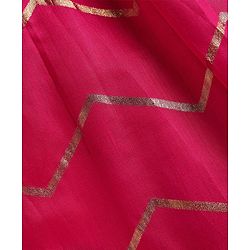 Pine Kids Woven Half Sleeves Floral Printed Choli Lehenga Set With Dupatta - White & Pink