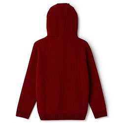 Pine Kids Knit Full Sleeves Hooded Sweaters With Numeric Text Embroidery - Red