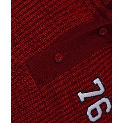 Pine Kids Knit Full Sleeves Hooded Sweaters With Numeric Text Embroidery - Red