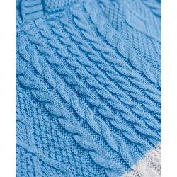 Pine Kids Knit Full Sleeves Striped Hooded Sweater With Cable Knit - Light Blue