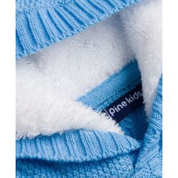 Pine Kids Knit Full Sleeves Striped Hooded Sweater With Cable Knit - Light Blue