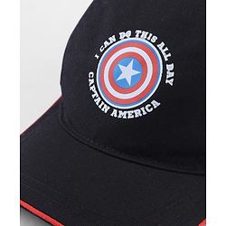 Pine Kids Marvel Cotton Woven Baseball Cap With Captain America Graphics Black - Diameter 17 cm