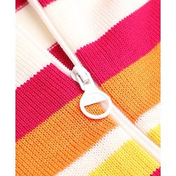 Pine Kids Knit Full Sleeves Front Open Hooded Striped Sweaters With Inner West - Red
