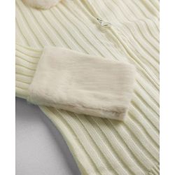Pine Kids Knit Full Sleeves Solid Colour Front Open Sweater with Collar Neck - Off White