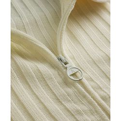 Pine Kids Knit Full Sleeves Solid Colour Front Open Sweater with Collar Neck - Off White