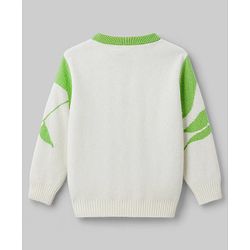 Pine Kids Knit Full Sleeves Leafy Designed Pullover - Light Green