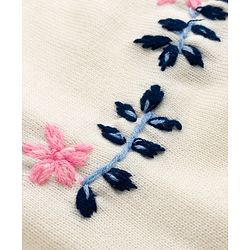 Pine Kids Knit Full Sleeves Floral Embroidered Pullover - Off White