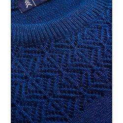 Pine Kids Knit Full Sleeves Pullover with Floral Embroidery - Navy