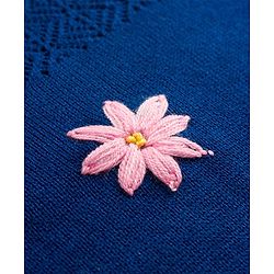 Pine Kids Knit Full Sleeves Pullover with Floral Embroidery - Navy