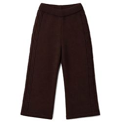 Pine Kids Knit Full Sleeves Hooded Solid Colour Sweater Set With Cable Knit Design- Brown
