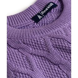 Pine Kids Knit Full Sleeves Cable Knit Designed Solid Colour  Sweater Set - Purple