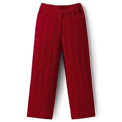 Pine Kids Knit Full Sleeves Polo Collar Solid Sweater Set with Cable Knit Design - Dark Red