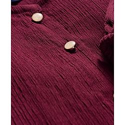 Pine Kids Woven Full Sleeves Solid Colour Top - Maroon