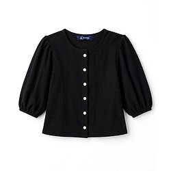 Pine Kids Woven Full Sleeves Solid Colour Top - Black