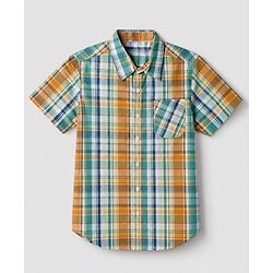 Pine Kids Cotton Woven Checks Shirt and Text Print T-Shirt with Half Sleeves -Green