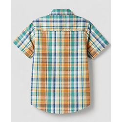 Pine Kids Cotton Woven Checks Shirt and Text Print T-Shirt with Half Sleeves -Green