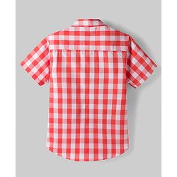 Pine Kids Cotton Woven Half Sleeves Checks Shirt & T-Shirt - Red