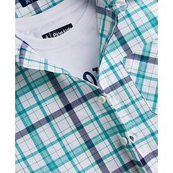 Pine Kids Cotton Woven Half Sleeves Checks Shirt & T-Shirt - Multicolor