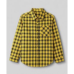 Pine Kids Cotton Woven Checks Twofer Shirt with Full Sleeves - Yellow