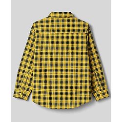 Pine Kids Cotton Woven Checks Twofer Shirt with Full Sleeves - Yellow
