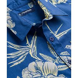Pine Kids 100% Cotton Woven Half Sleeves Floral Printed Shirt - Navy Blue