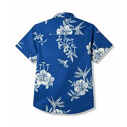 Pine Kids 100% Cotton Woven Half Sleeves Floral Printed Shirt - Navy Blue