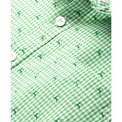 Pine Kids Cotton Woven Half Sleeves Shirt With Deer Print - Green