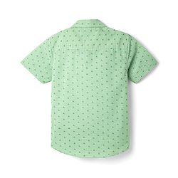 Pine Kids Cotton Woven Half Sleeves Shirt With Deer Print - Green