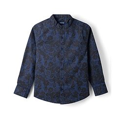 Pine Kids 100% Cotton Woven Full Sleeves Floral Printed Shirt - Navy Blue