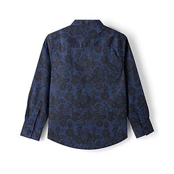 Pine Kids 100% Cotton Woven Full Sleeves Floral Printed Shirt - Navy Blue