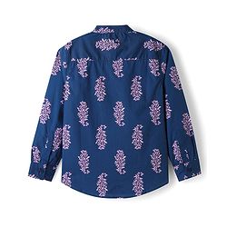 Pine Kids 100% Cotton Woven Full Sleeves Floral Printed Shirt - Navy Blue