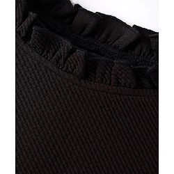 Pine Kids Woven Full Sleeves Solid Colour Top with Lace Detailing in Sleeves- Black