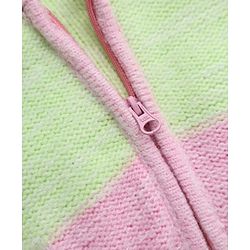 Pine Kids Cable Knit Front Open Sweater with Full Sleeves in Pink Green