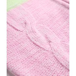 Pine Kids Cable Knit Front Open Sweater with Full Sleeves in Pink Green