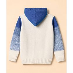 Pine Kids Cable Knit Front Open Sweater with Full Sleeves and Ombre Design in Blue