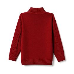 Pine Kids Knit Full Sleeves Pullover with Floral Crochet - Red