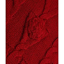 Pine Kids Knit Full Sleeves Pullover with Floral Crochet - Red