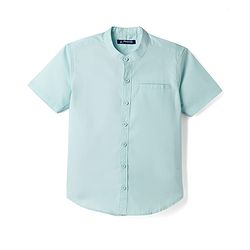 Pine Kids Cotton Woven Solid Color Half Sleeves Shirt & Shorts Set - Light Blue