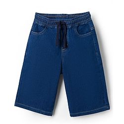 Pine Kids Cotton Woven Half Sleeves Striped Shirt and Denim Shorts Set - Light Blue