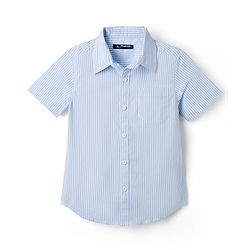 Pine Kids Cotton Woven Half Sleeves Striped Shirt and Denim Shorts Set - Light Blue