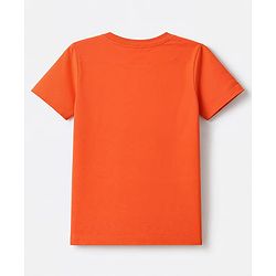 Pine Kids Cotton Knit Half Sleeves Text Printed T-Shirt and Jeans Set - Orange & Black