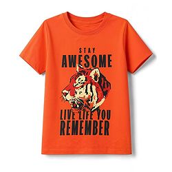 Pine Kids Cotton Knit Half Sleeves Text Printed T-Shirt and Jeans Set - Orange & Black