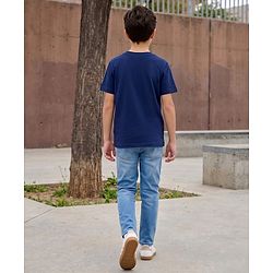Pine Kids Cotton Knit Half Sleeves T-Shirt & Jeans Set with Brooklyn Print - Navy Blue