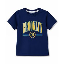 Pine Kids Cotton Knit Half Sleeves T-Shirt & Jeans Set with Brooklyn Print - Navy Blue